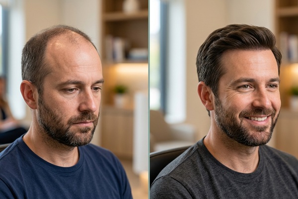 Injerto capilar antes y después - Evolución del trasplante capilar en un hombre con alopecia realizado en la mejor clínica injerto capilar Madrid