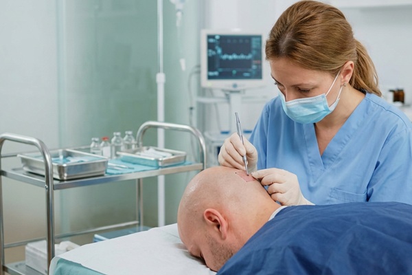 Injerto capilar con alopecia areata - Hombre realizándose un trasplante capilar con uno de los mejores doctores injerto capilar España