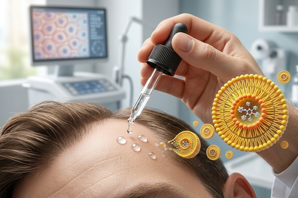 Soluciones a la alopecia - Tricólogo aplicando un tratamiento capilar con minoxidil liposomal para frenar la caída de pelo