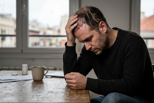 Trasplante capilar Madrid - Hombre triste por los malos resultados del injerto capilar Madrid