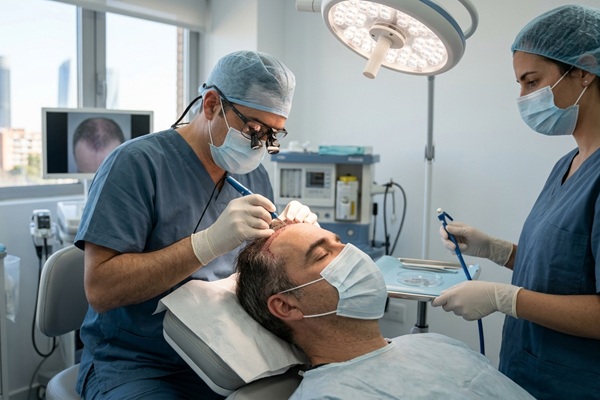 Trasplante capilar Madrid - Tricólogo de la mejor clínica injerto capilar Madrid reparando un trasplante capilar mal hecho