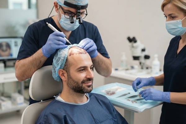 Trasplante de pelo corporal - Hombre realizándose un injerto capilar en la mejor clínica trasplante capilar España
